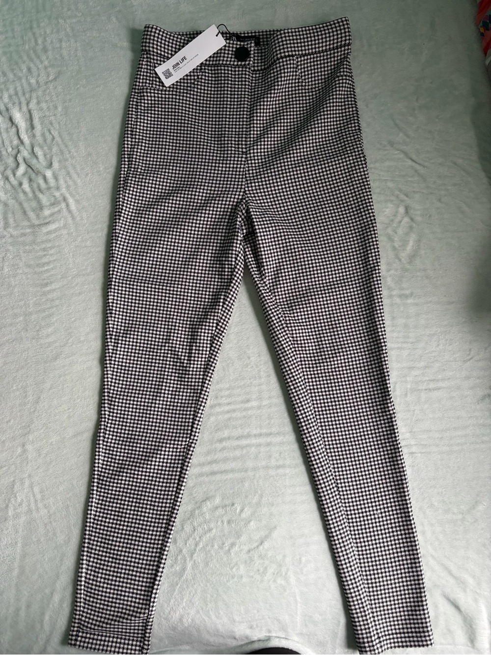 Zara Black & White Houndstooth high rise leggings